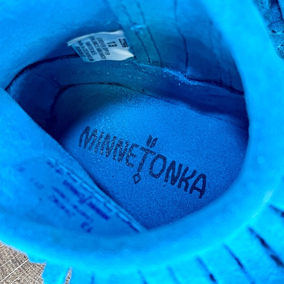 *Minnetonka | 244062 Kids' Double Fringe Side Zip Blue Boots Size 13 Toddler - Picture 2 of 16